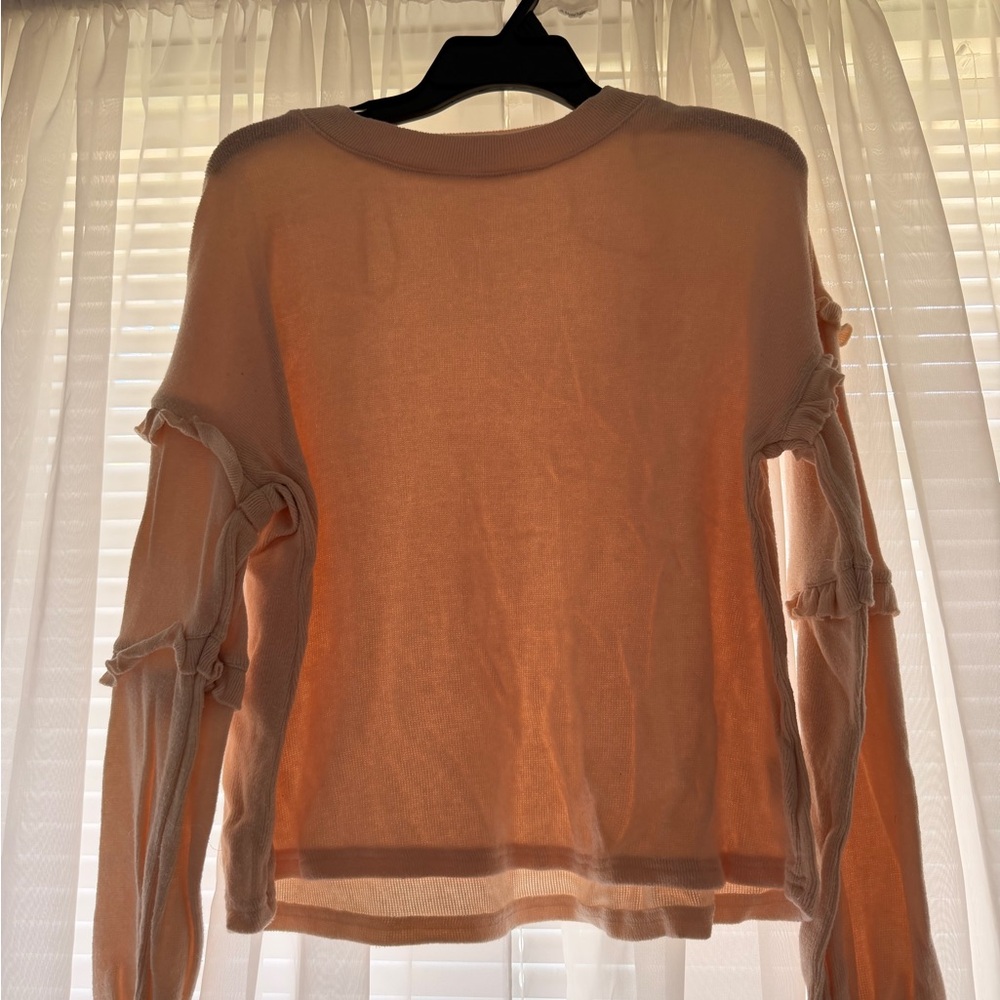 Light Pink Long Sleeve Ruffle Top